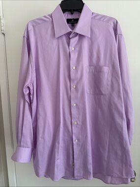 Valentino Garavani Men's Lilac Long-Sleeve Dress Shirt